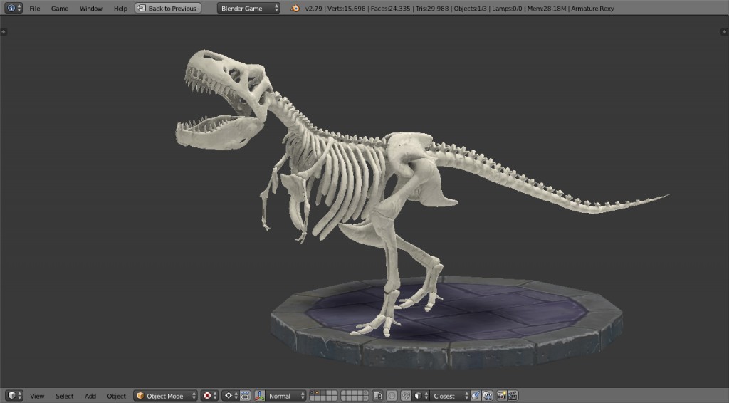 T-Rex skeleton rigged and animated preview image 2